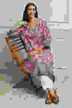 Off White Cotton Straight Printed Kurta image number 5