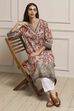 Off White Cotton Straight Printed Kurta image number 5