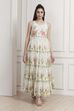 Off-White Cotton Printed Tiered Dress image number 5
