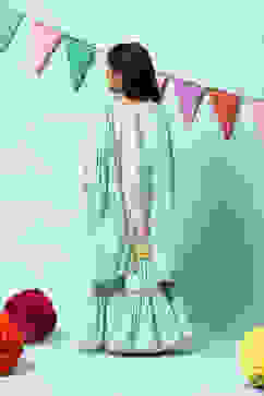 Green Cotton Straight Kurta Garara Suit Set image number 4