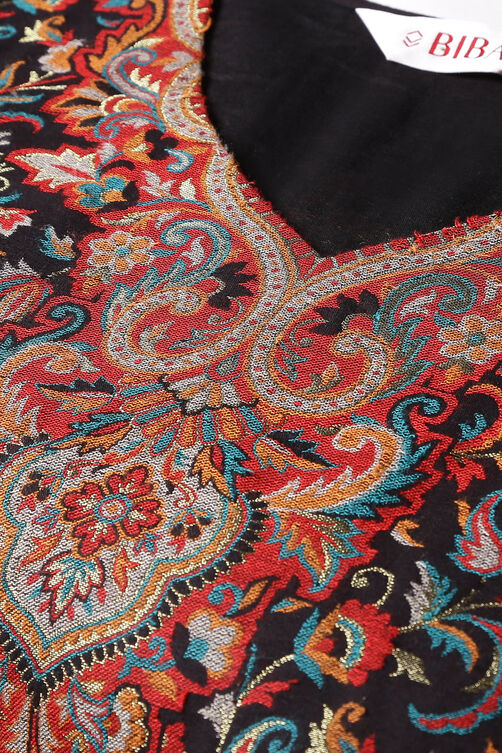 Black Woolen A-Line Kurta Narrow Pants Suit Set image number 1