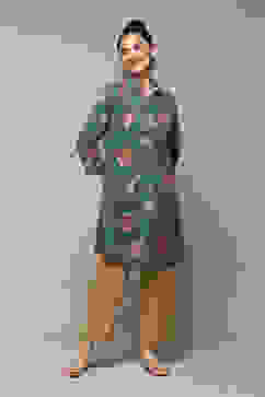 Teal LIVA Straight Printed Top image number 1