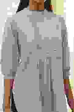 Beige Cotton Yarn-Dyed Short Straight Kurta image number 1