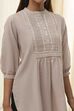 Black Cotton Yarn-Dyed Short Straight Kurta image number 1