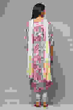 Beige Cotton Gathered Kurta Churidar Suit Set image number 2