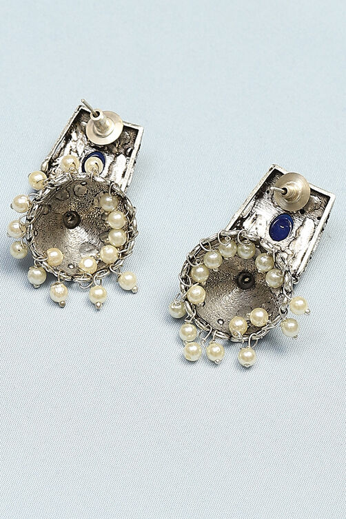 Oxidised Dark Blue Earrings image number 2