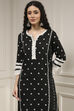 Black Chanderi Embroidered Straight Suit Set image number 1