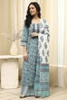 Turquoise Cotton Hand Block Print Unstitched Suit Set image number 7