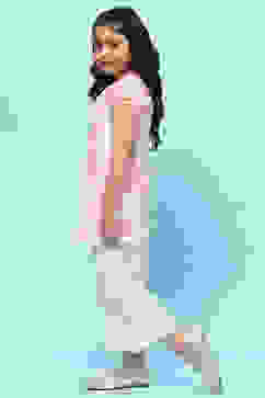 Pink White Cotton Floral Printed Kurta and Palazzo image number 3