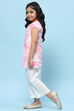 Pink White Cotton Floral Printed Kurta and Palazzo image number 3