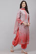 Off White Poly Spun Digital Print Unstitched Suit Set image number 5