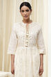 Off-White Cotton Embellished Anarkali Suit Set image number 1
