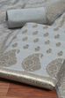 Blue Chanderi  Unstitched Suit Set image number 1