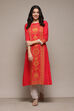 Fuchsia Rayon Straight Printed Kurta