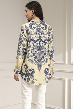 Off-White and Blue Printed Relaxed Fit Shirt image number 3