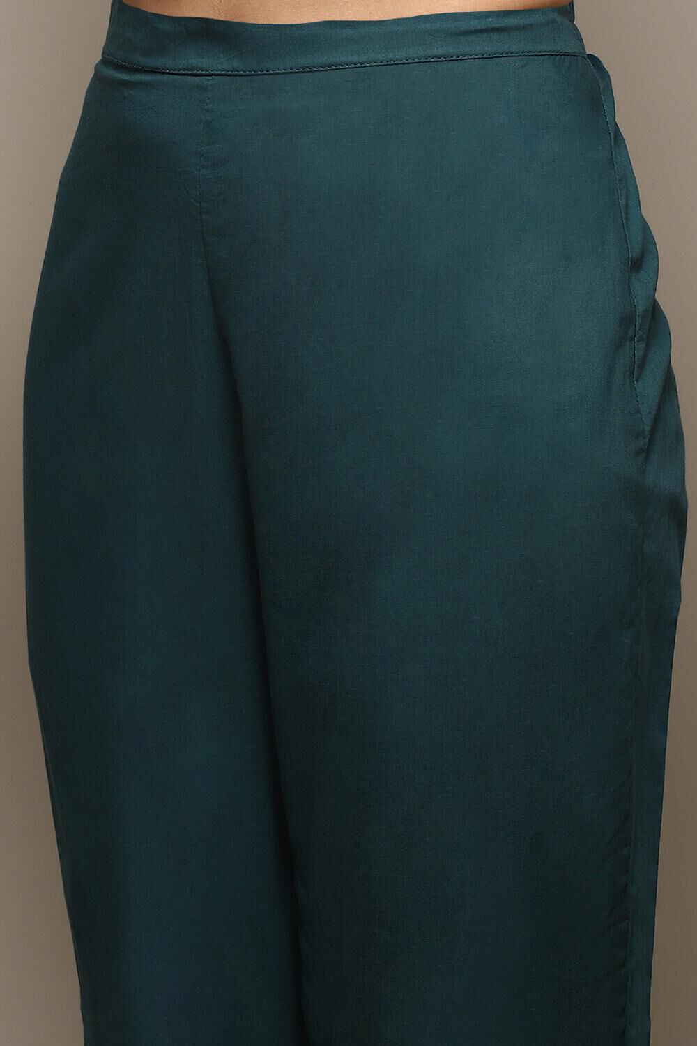 Teal Cotton Printed Unstitched Suit Set image number 3