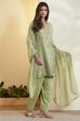 Green Cotton Floral Design Straight Kurta Set image number 5