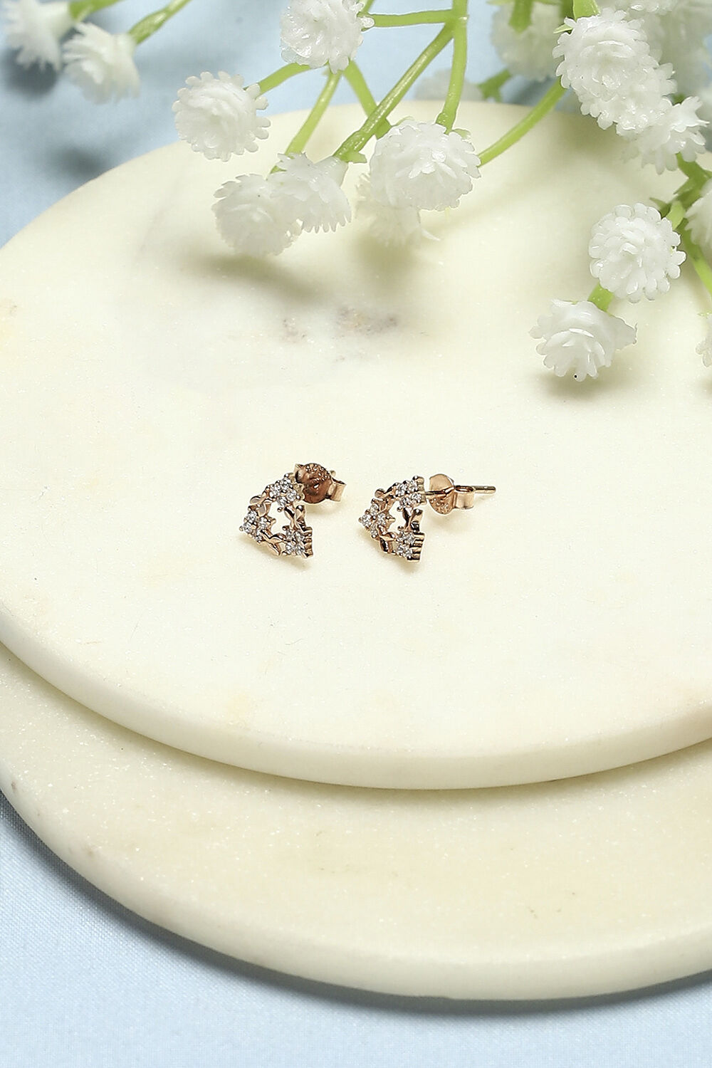 White Rose Gold-Plated Everyday Triangular Studs image number 0