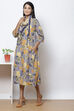 Lavender Straight Cotton Flax Printed Kurta image number 2