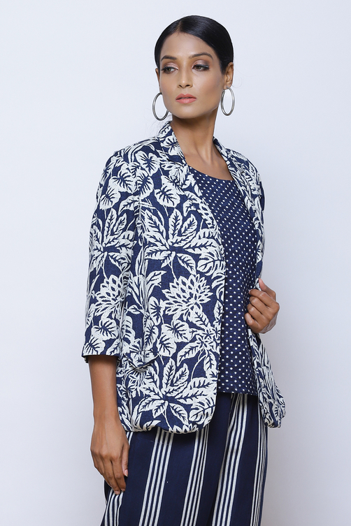 Indigo LIVA Printed Blazer Set image number 5