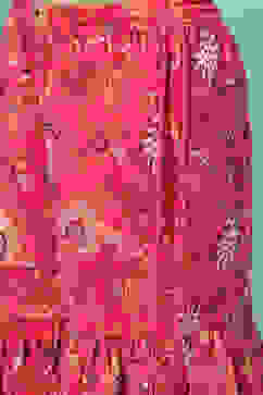 Deep Fuchsia Cotton Printed Kurta Garara Suit Set image number 2