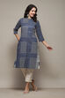 Blue Cotton Flax Narrow Kurta Pant Suit Set image number 6