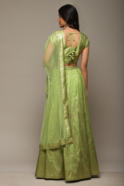 Light Green Cotton Blend Lehenga Set image number 4