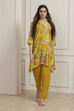 Yellow Viscose Chanderi Asymmetric Suit Set image number 0
