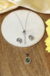 Green Brass Pendant Necklace Set image number 2