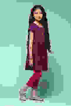 Purple Cotton Straight Solid Kurta Set image number 5