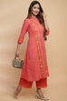 Turquoise Cotton A-Line Kurta Palazzo Suit Set image number 3