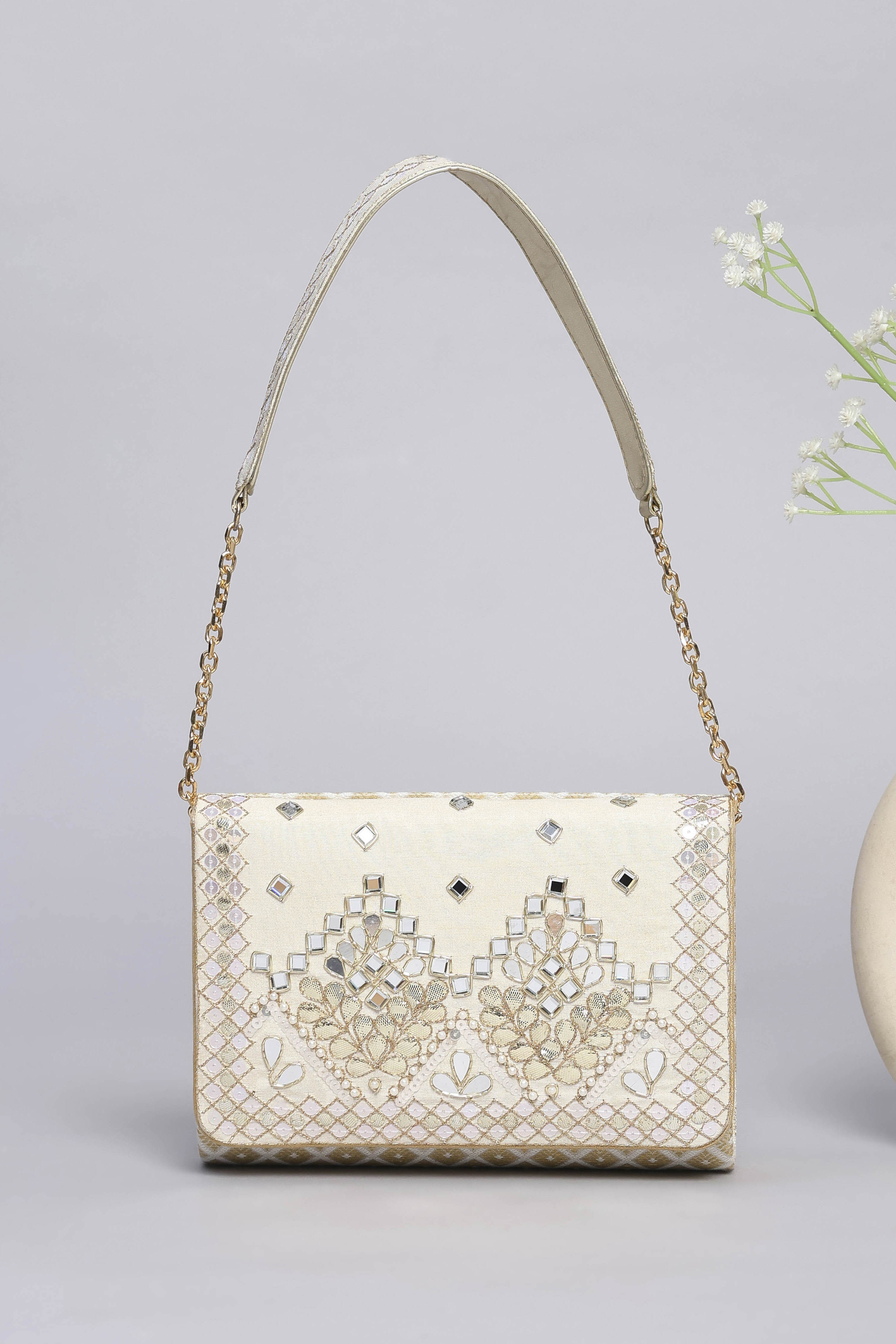 Ivory Polycotton Clutch image number 2