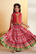 Red Cotton Printed Tiered Lehenga Set image number 0