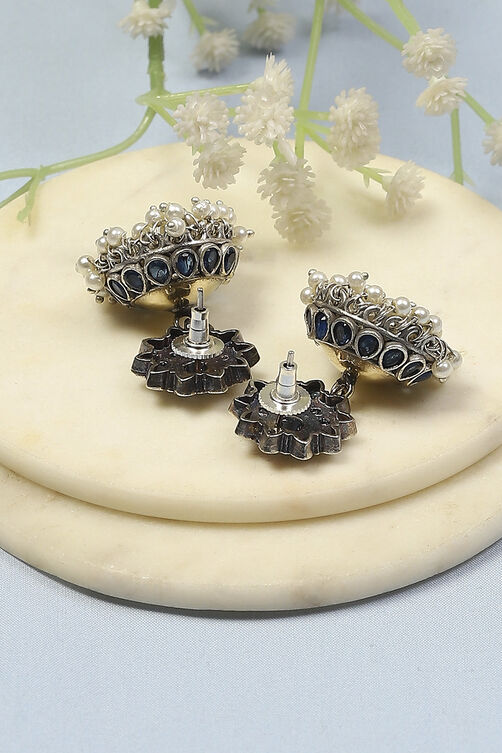 Navy Brass Jhumka image number 2