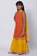 Orange Cotton Garara Kurta Sharara Suit Set image number 2