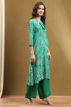 Sea Green Printed Straight Kurta Set image number 5