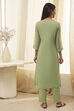 Aqua Embroidered Straight Suit Set image number 3