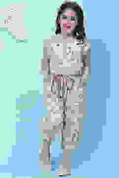 Ecru Cotton Straight Jumpsuit image number 0