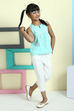 Blue Cotton Lycra Capris image number 4