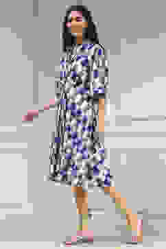 Indigo Cotton Flared Yarndyed Dress image number 2