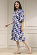Indigo Cotton Flared Yarndyed Dress image number 2