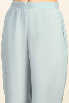 Teal Chanderi Unstitched Suit Set image number 3