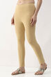 Maroon Cotton Lycra Solid Fitted Cropped Leggings image number 2