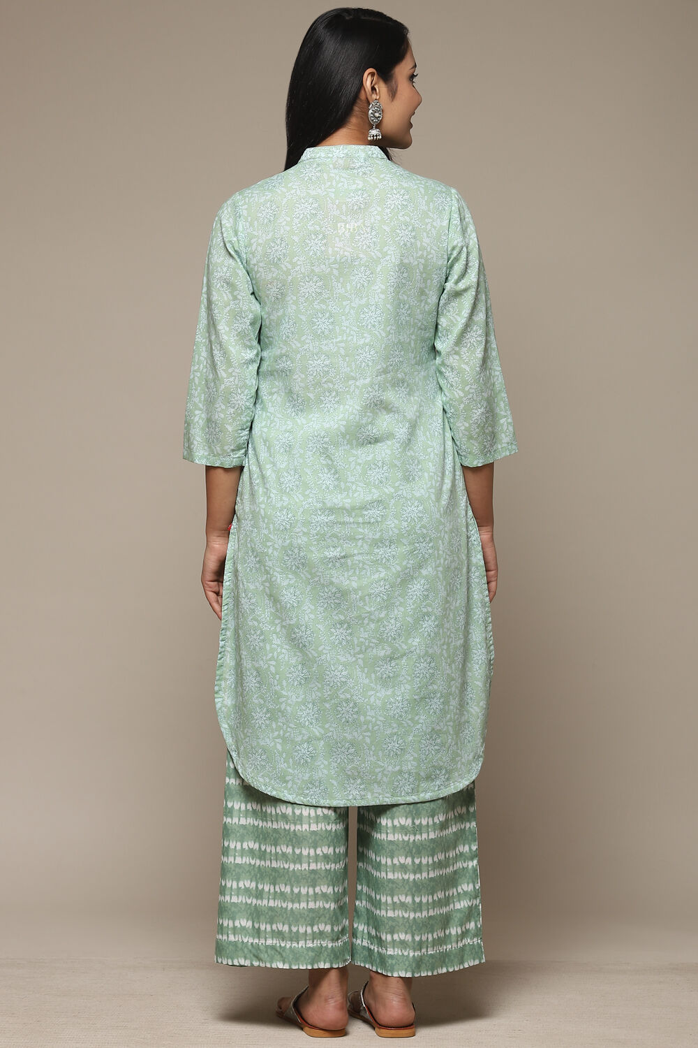 Yellow Cotton Straight Kurta Palazzo Suit Set image number 4