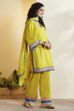 Lime Green Embroidered Cotton Kurta Set image number 5