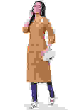 Orange Cotton A-Line Kurta image number 5