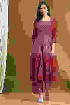 Red Modal Festive Anarkali Fusion Suit Set image number 6