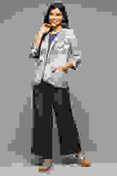 Marble White Rayon Printed Jacket image number 0