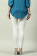 White Cotton Blend Solid Churidar image number 4