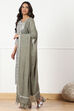 Turquoise Linen Blend Printed Unstitched Suit Set image number 4
